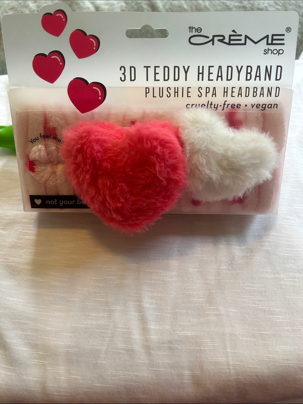 the CRÈME Shop 3D Teddy Heart Headband - Pink & White New